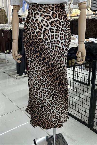 LEOPAR DESEN SATEN ETEK-Kahve