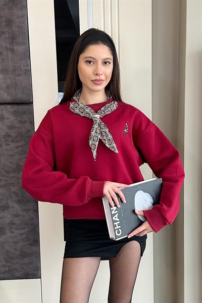 LUVİEN FLARLI SWEAT-bordo 