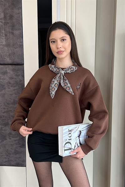 LUVİEN FLARLI SWEAT-Kahve 