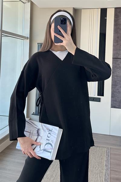 MİREL BAĞLAMALI TRİKO TAKIM-siyah