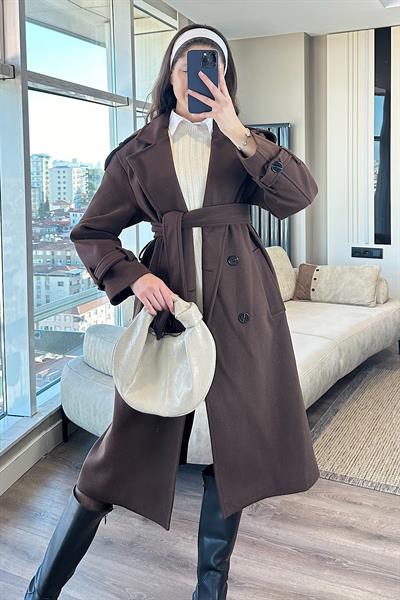 NORA KUŞAKLI KAŞE KABAN-Kahve