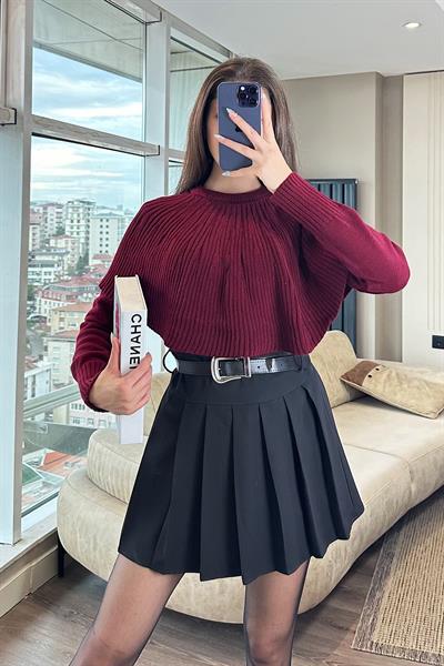 NUVİN PELERİN KAZAK-Bordo