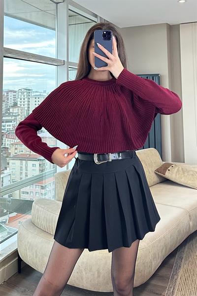 NUVİN PELERİN KAZAK-Bordo