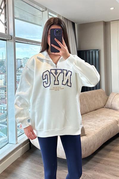 NYC ŞARDONLU SWEAT - BEYAZ