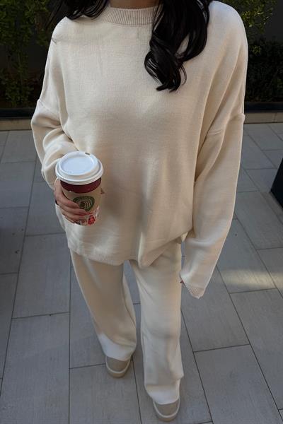 OVERSİZE TRİKO TAKIM-Ekru