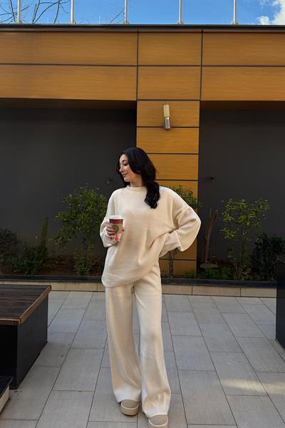 OVERSİZE TRİKO TAKIM-Ekru