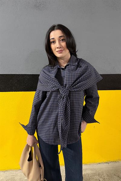 ŞALLI EKOSE GÖMLEK-Lacivert