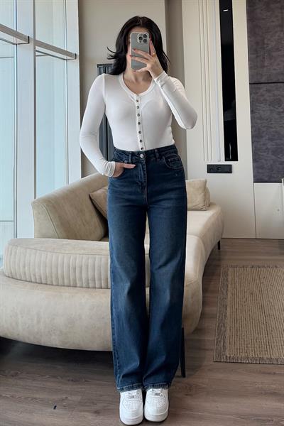 TİNTLİ PALAZZO JEAN-Koyu mavi