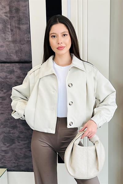 VATKALI KISA TRENCH-Krem
