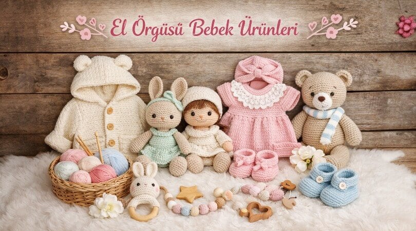 el örgüsü bebek yeleği ve doğal ip ile hazırlanmış bebek ürünleri