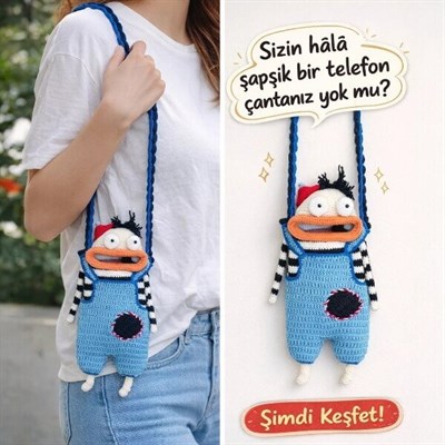 Amigurumi Şapşik Telefon Çantası | El Yapımı