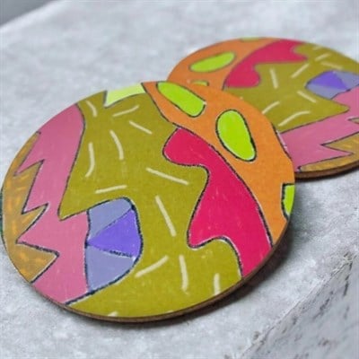 Renkli Mantar Tabanlı Bardak Altlığı Seti 2'li – Kaymaz ve Dayanıklı Yuvarlak Bardak Altlığı 9,5 cm