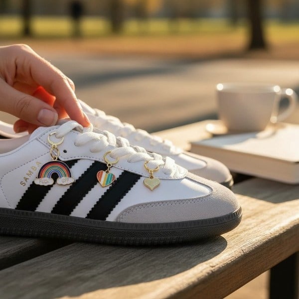 Gökkuşağı & Kalp Figürlü Ayakkabı Charmi | Sneaker Aksesuarı