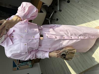 Burbery Tasarım Elbise-Pembe