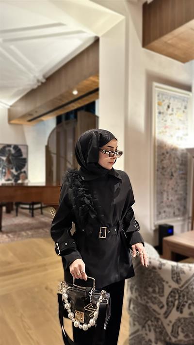 Elisa Tasarım Trençkot Siyah