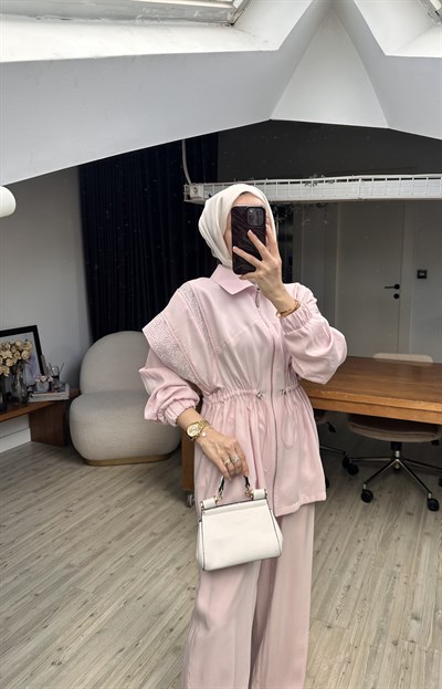 Fendy Taşlı Tensel Takım | Pembe