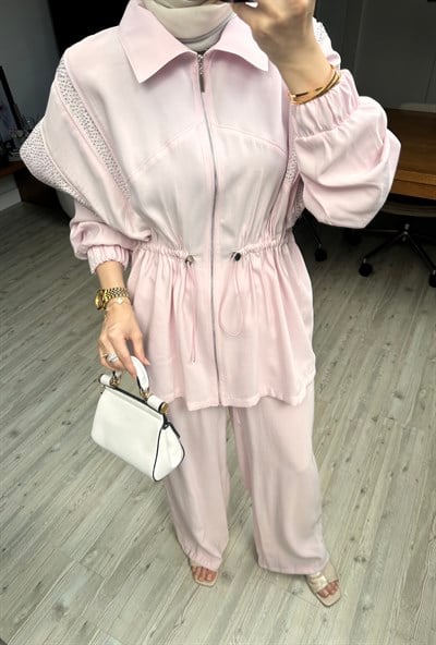 Fendy Taşlı Tensel Takım | Pembe
