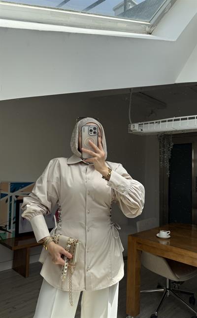 Helena Tasarım Gömlek -Bej