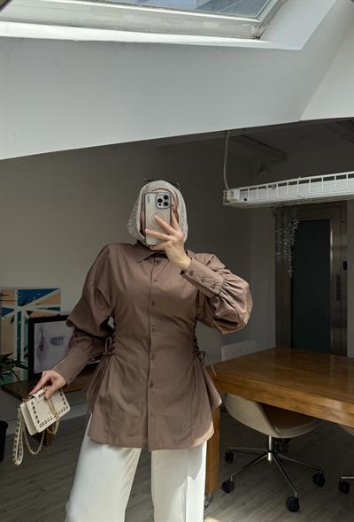 Helena Tasarım Gömlek -Kahverengi 