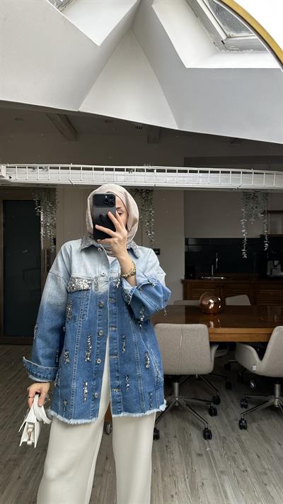 İthal Tasarım Denim Ceket 