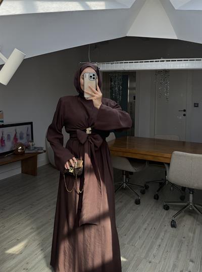 Lilyum Tasarım Elbise- Kahverengi