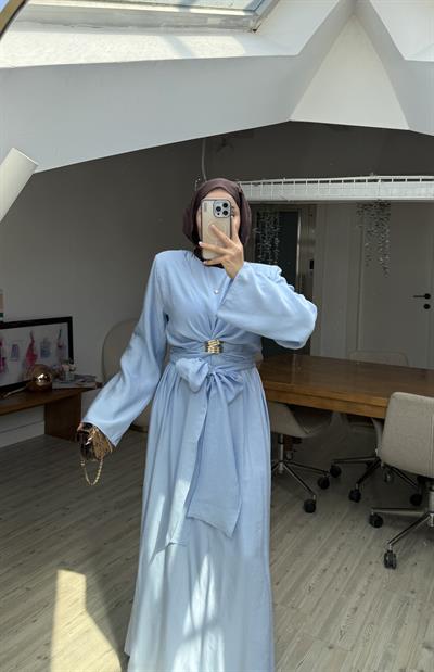 Lilyum Tasarım Elbise- Mavi