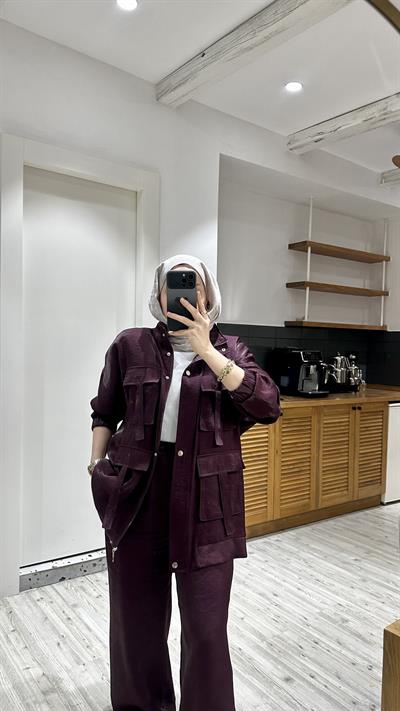 Mia Cep Detaylı Tasarım Takım/Bordo