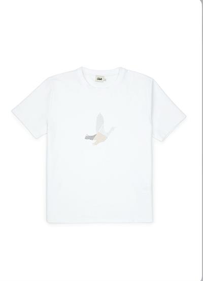 Orjinal Marka Beyaz Kuş İşlemeli Tshirt