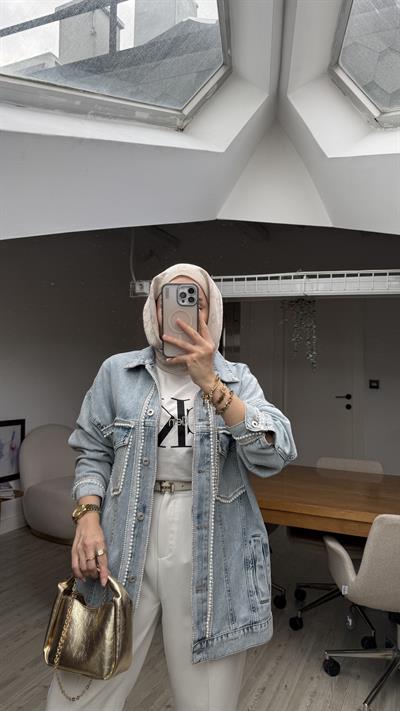 Özel Tasarım İnci Denim Ceket