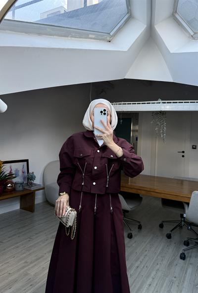 Özel Tasarım Ragini Etekli Takım Bordo
