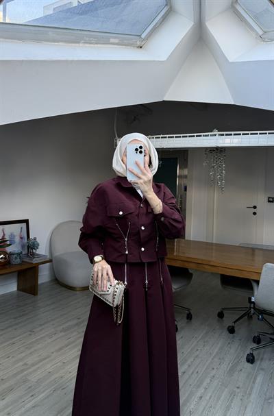 Özel Tasarım Ragini Etekli Takım Bordo