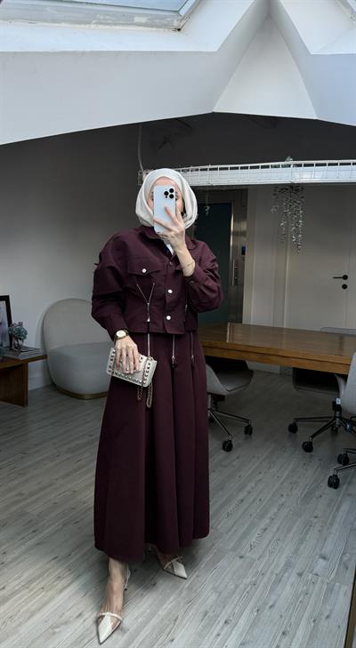 Özel Tasarım Ragini Etekli Takım Bordo