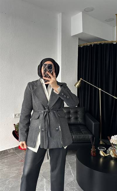 Premium Tasarım Kaşe Ceket Antrasit