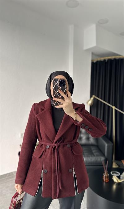 Premium Tasarım Kaşe Ceket Bordo