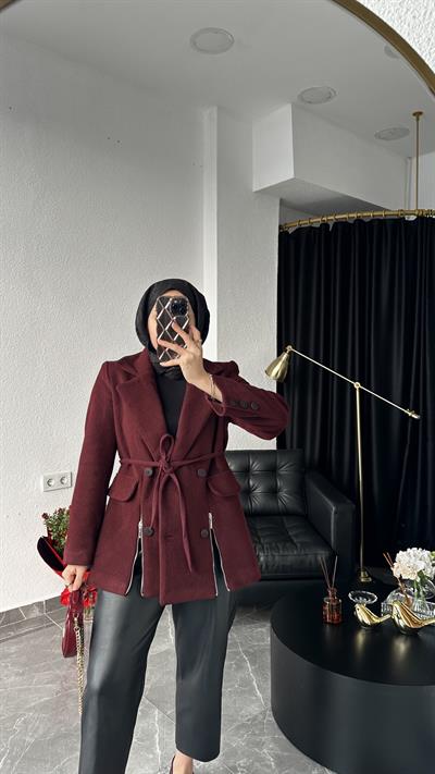 Premium Tasarım Kaşe Ceket Bordo