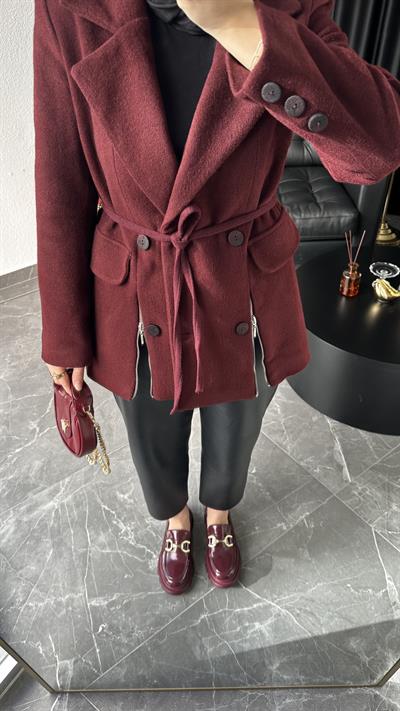 Premium Tasarım Kaşe Ceket Bordo