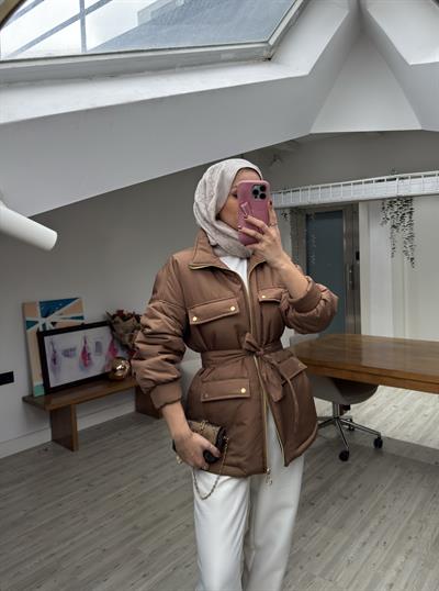 Yeni Sezon Puf Mont Kahverengi