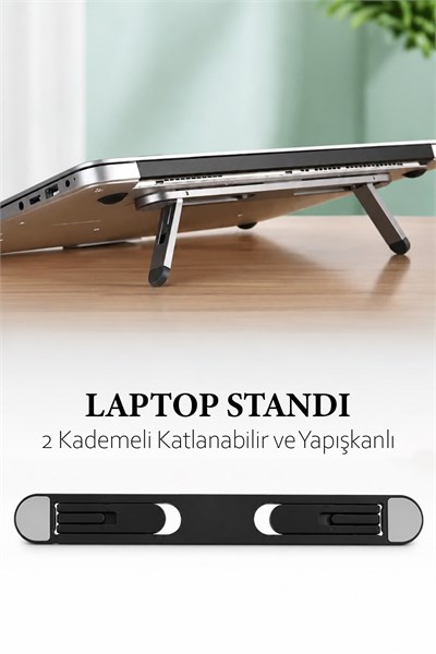 2 Kademeli Katlanabilir Yapışkanlı Laptop Standı Taşınabilir Notebook Yükseltici Tutucu