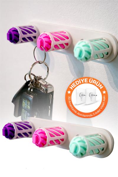 3D Baskı Yapışkanlı Anahtarlık Askı Duvar Tipi Anahtar Tutucu Çoklu Askı Organizer