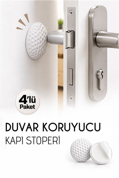 4'lü Silikon Kapı Kolu Stoperi Duvar Koruyucu Darbe Önleyici Yapışkanlı Tampon Ped