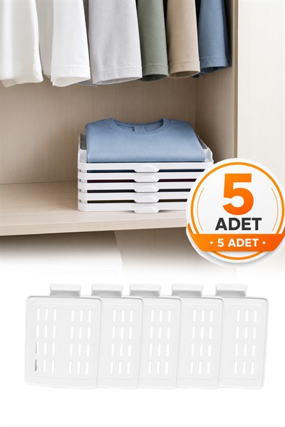 5'li Tişört Düzenleyici Dolap Organizer Katlama Aparatı Gömlek Kazak Elbise Düzenleyici