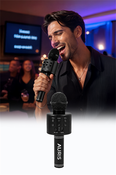 Bluetooth Karaoke Mikrofon Kablosuz Hoparlörlü Mikrofon USB Şarjlı Telefon Uyumlu