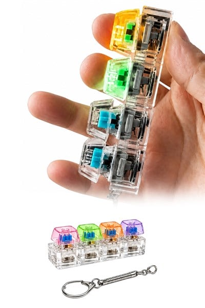 Işıklı Click Sesli Stres Giderici Anahtarlık Mini Klavye Oyuncu Fidget Keychain
