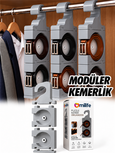 Modüler Puzzle  Kemer Organizeri Birbirine Eklenebilir  Rulo Kemer Düzenleyici Dolap İçi Kemerlik