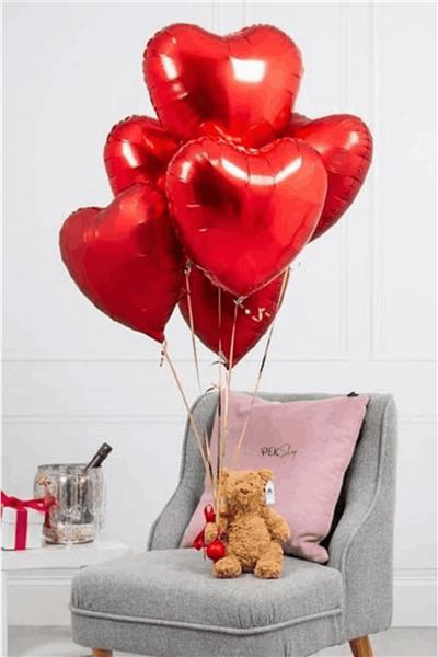 Kırmızı Kalp Folyo Balon Seti