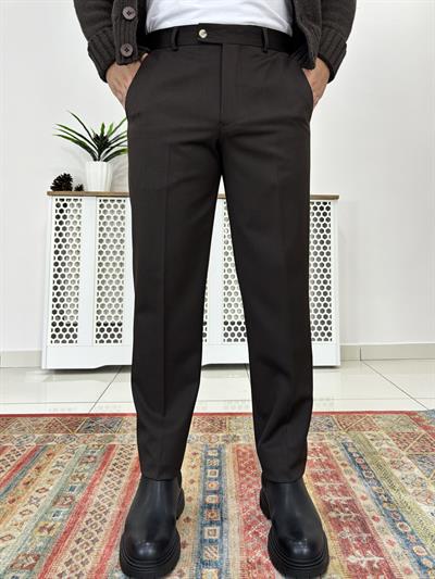  Lüx Regular Kalıp Acıkahve Kumaş Pantolon P0026