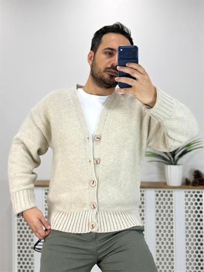 Wool Yün Hırka Ceket Taş Rengi K0017
