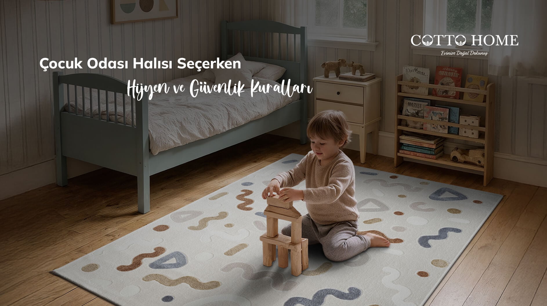 Çocukların üzerinde özgürce vakit geçirebileceği sönümleme gücü yüksek nitelikli çocuk halısı dokusu.