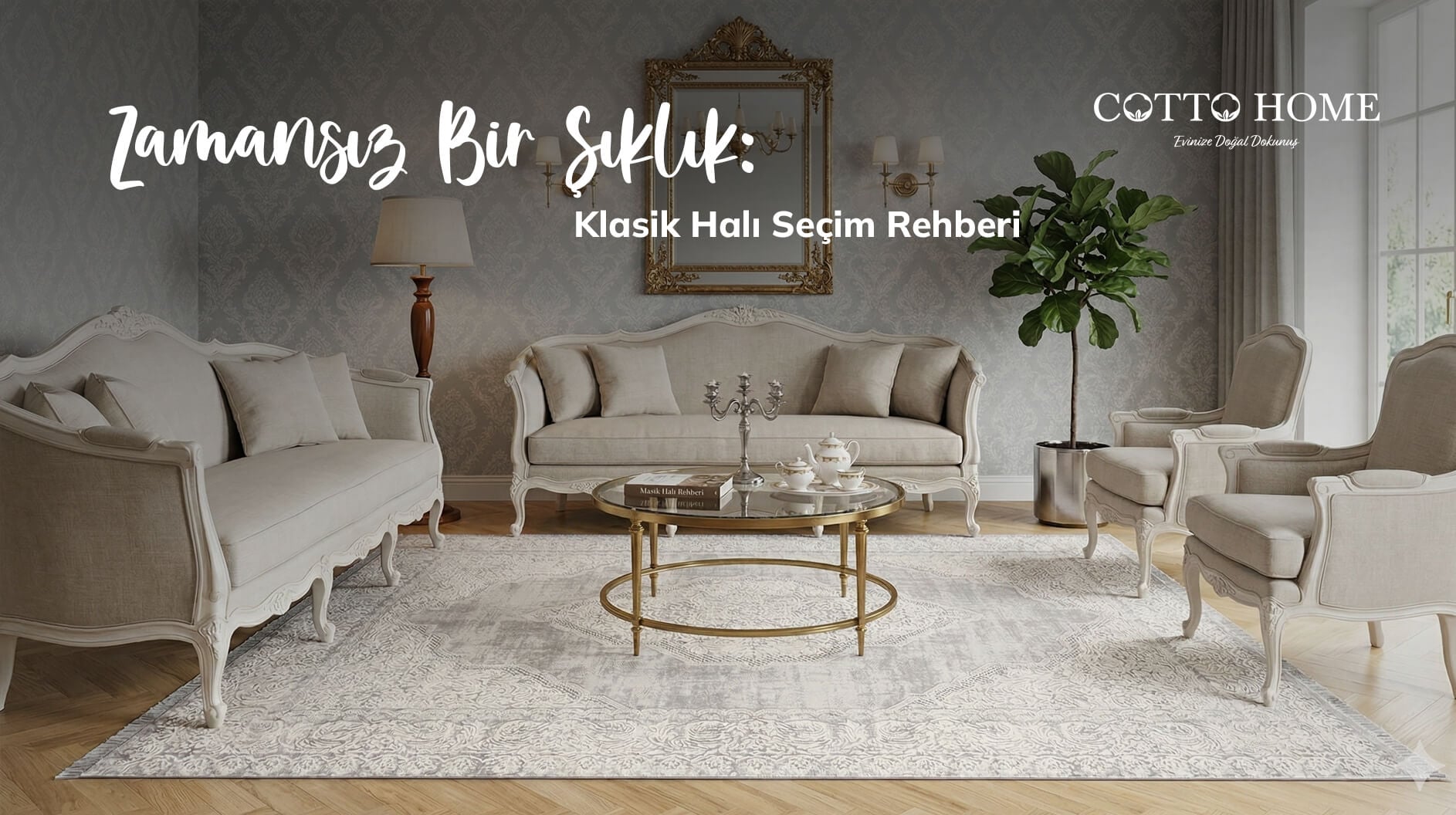 Yaşam alanlarına ağırlık, karakter ve köklü bir geçmiş hissi katan nitelikli klasik halı dokusu.