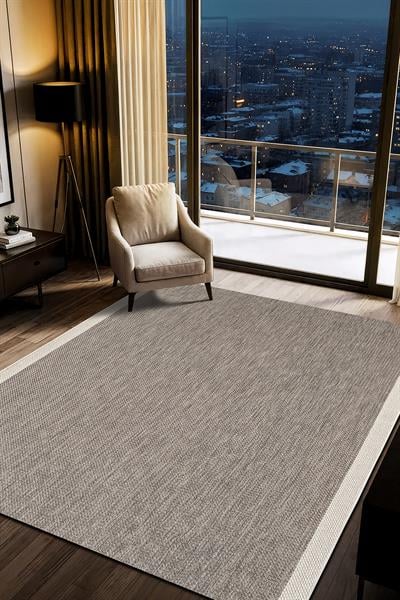 Norde NR002G Gri Kolay Temizlenebilir Makinede Yıkanabilir Sisal Mutfak Halısı Pamuk Taban